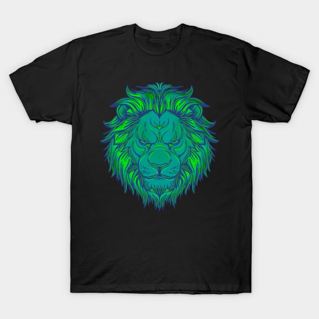 Lime green lion T-Shirt by DaveDanchuk